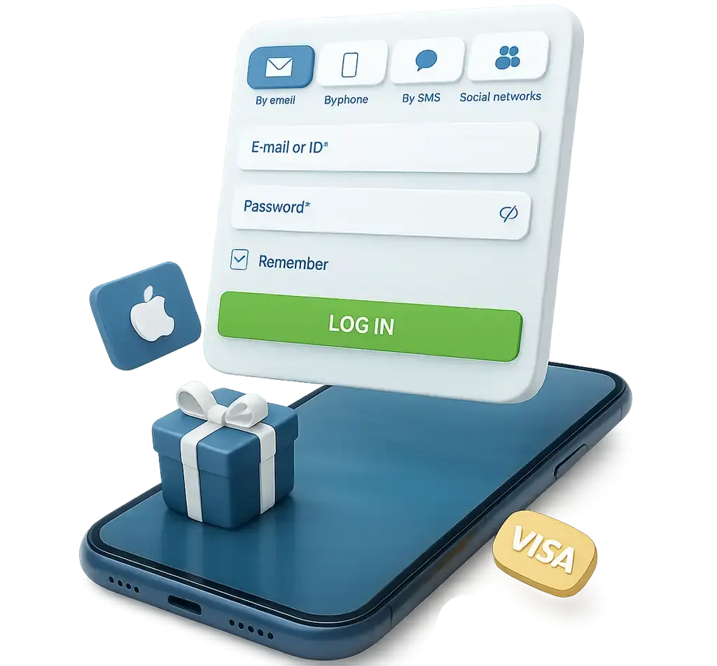 1XBET Registro Brasil com formulário de login no celular, criação de conta para apostas esportivas e cassino online